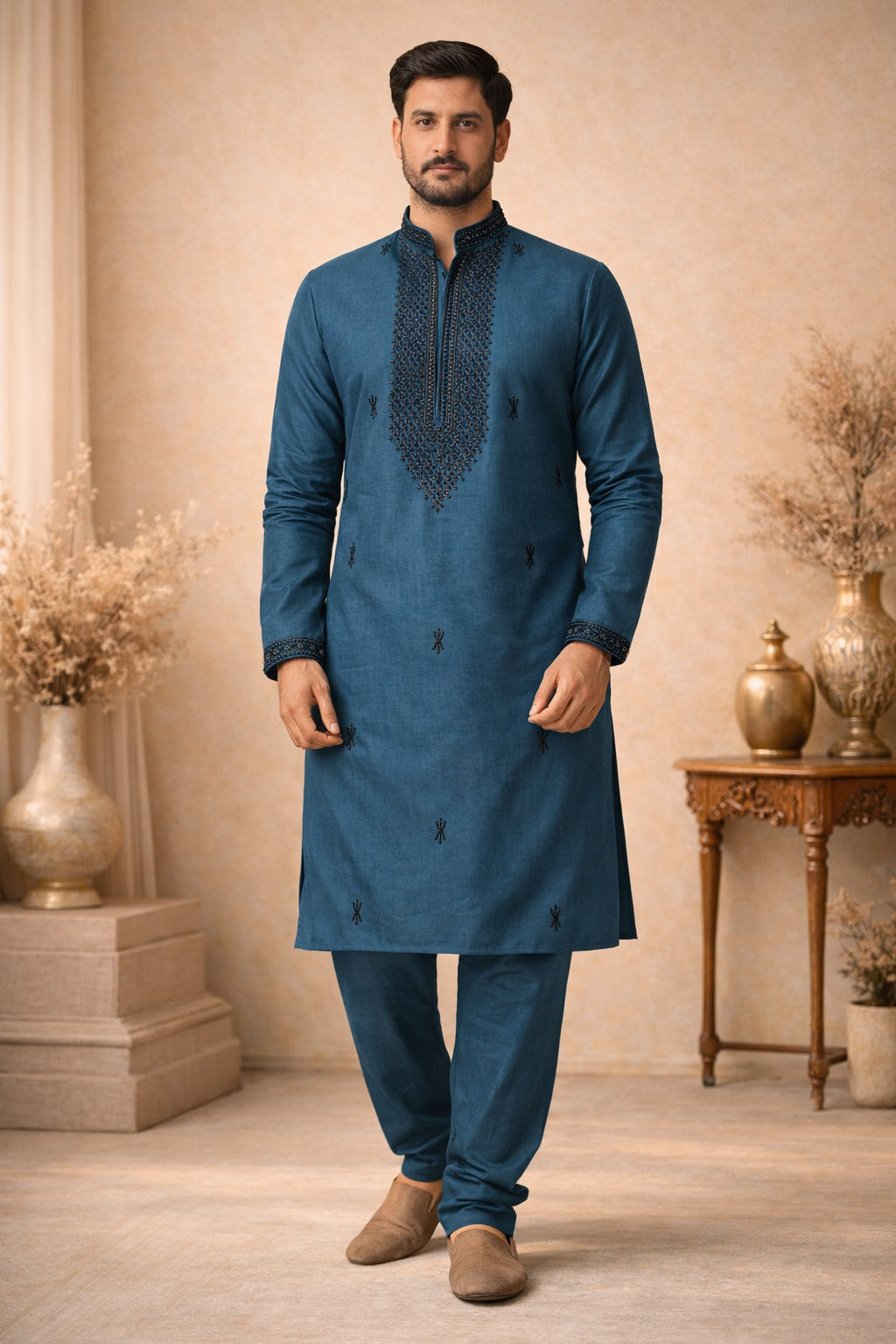 Embrodiery Lachka Fabric kurta for Men