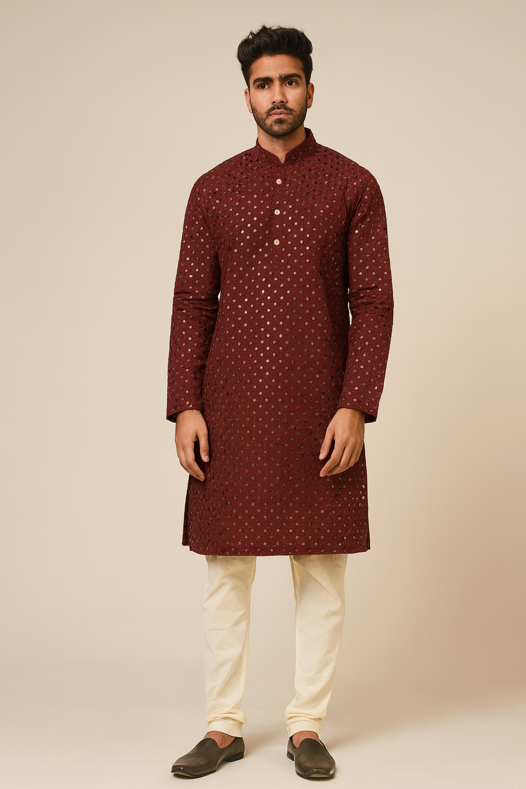 Chikankari with Tikli work kurta for men