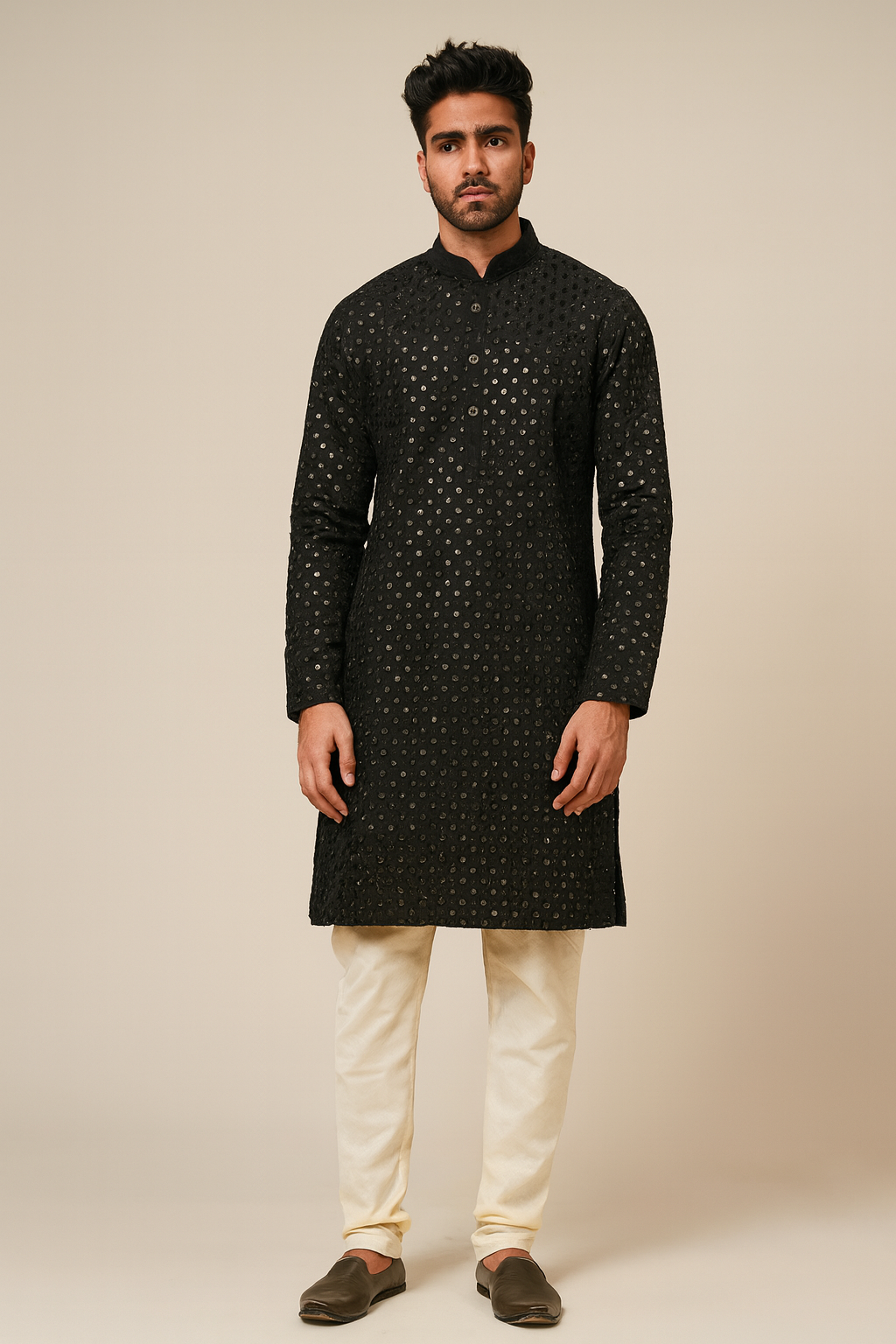 Chikankari with Tikli work kurta for men