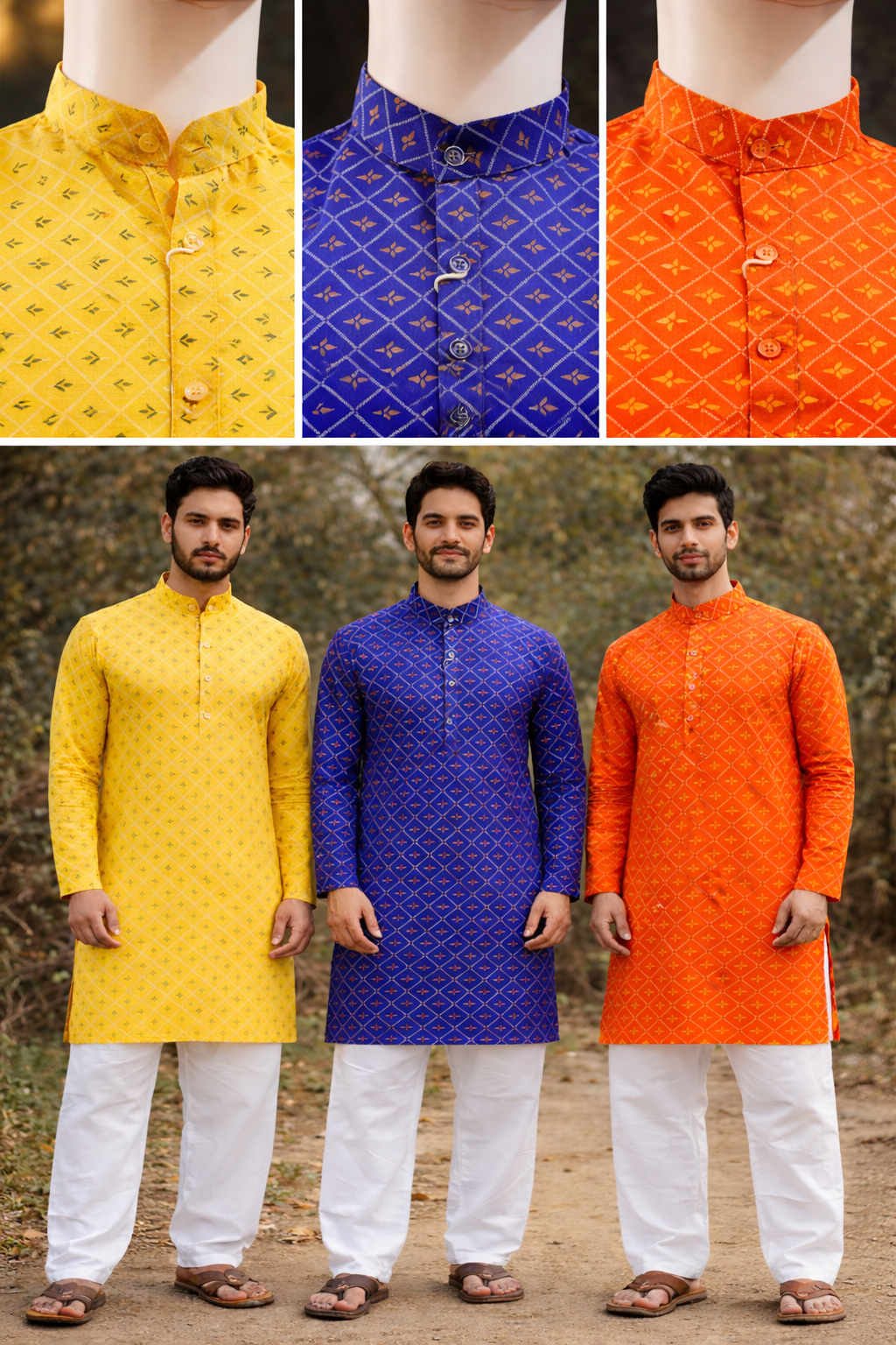 Foil Print Kurta for Men