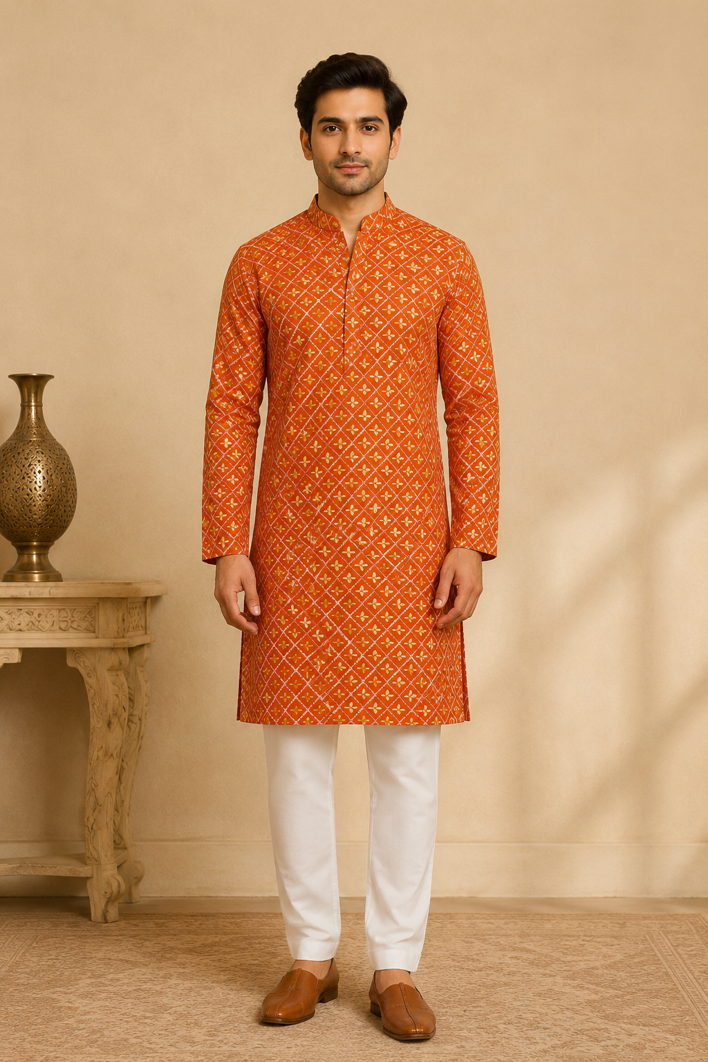 Foil Print Kurta for Men