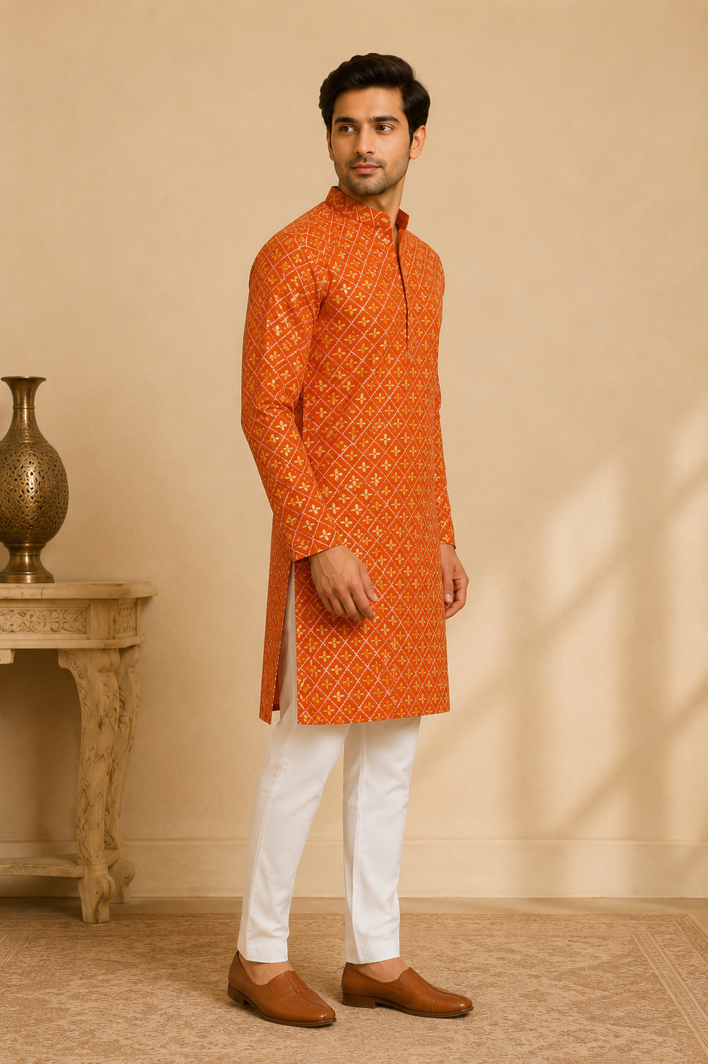 Foil Print Kurta for Men