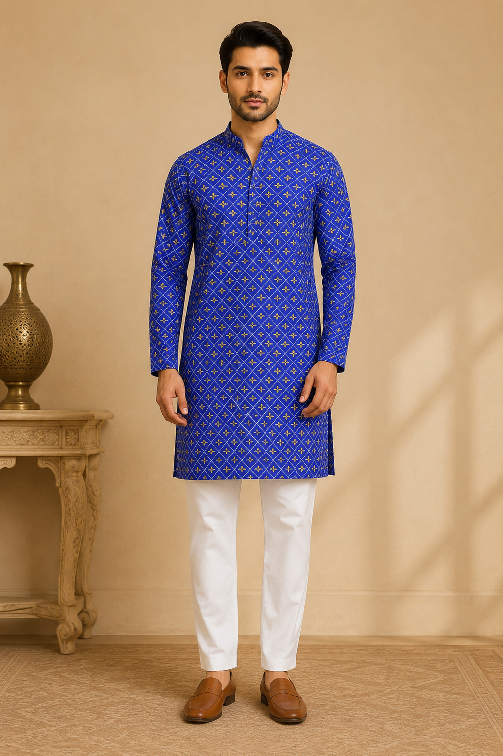 Foil Print Kurta for Men