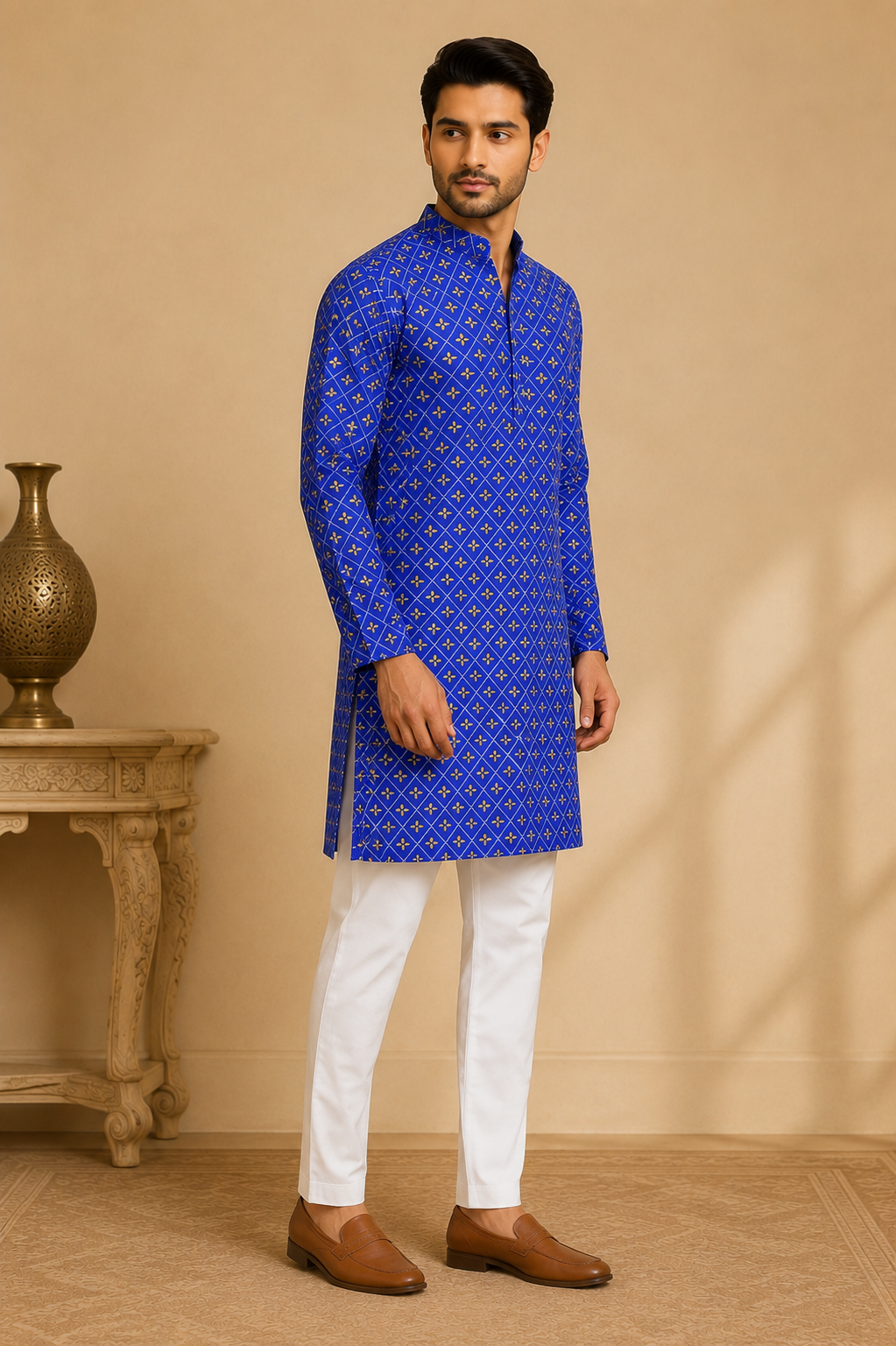 Foil Print Kurta for Men