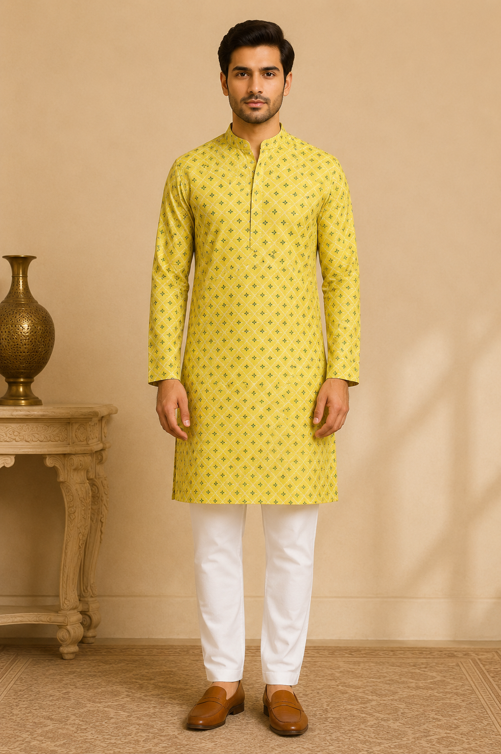 Foil Print Kurta for Men