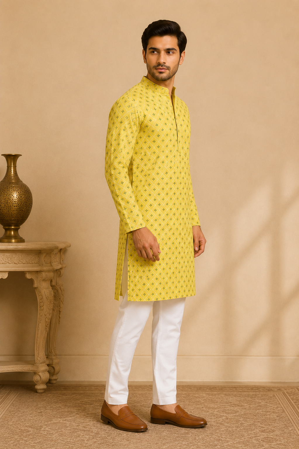 Foil Print Kurta for Men