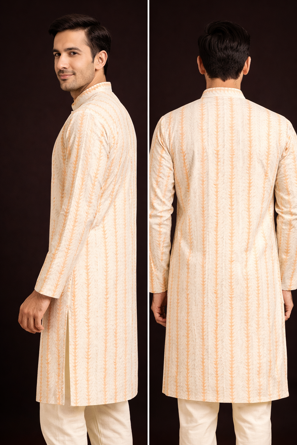 Thread Work & Digital Print Kurta for Men