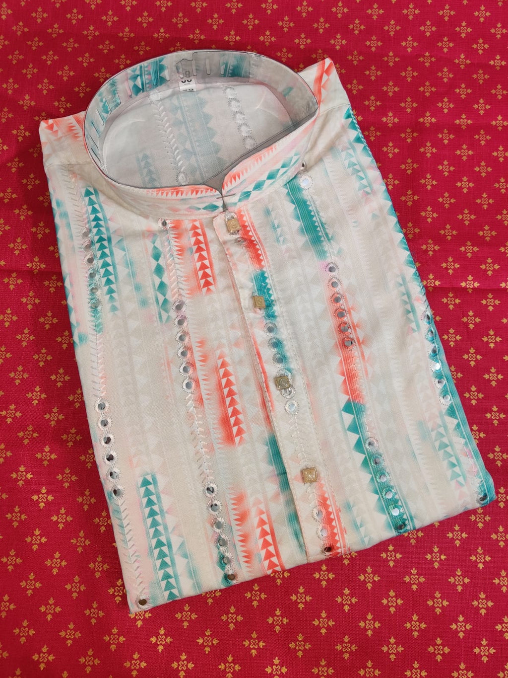 Thread Work & Digital Print Kurta for Men
