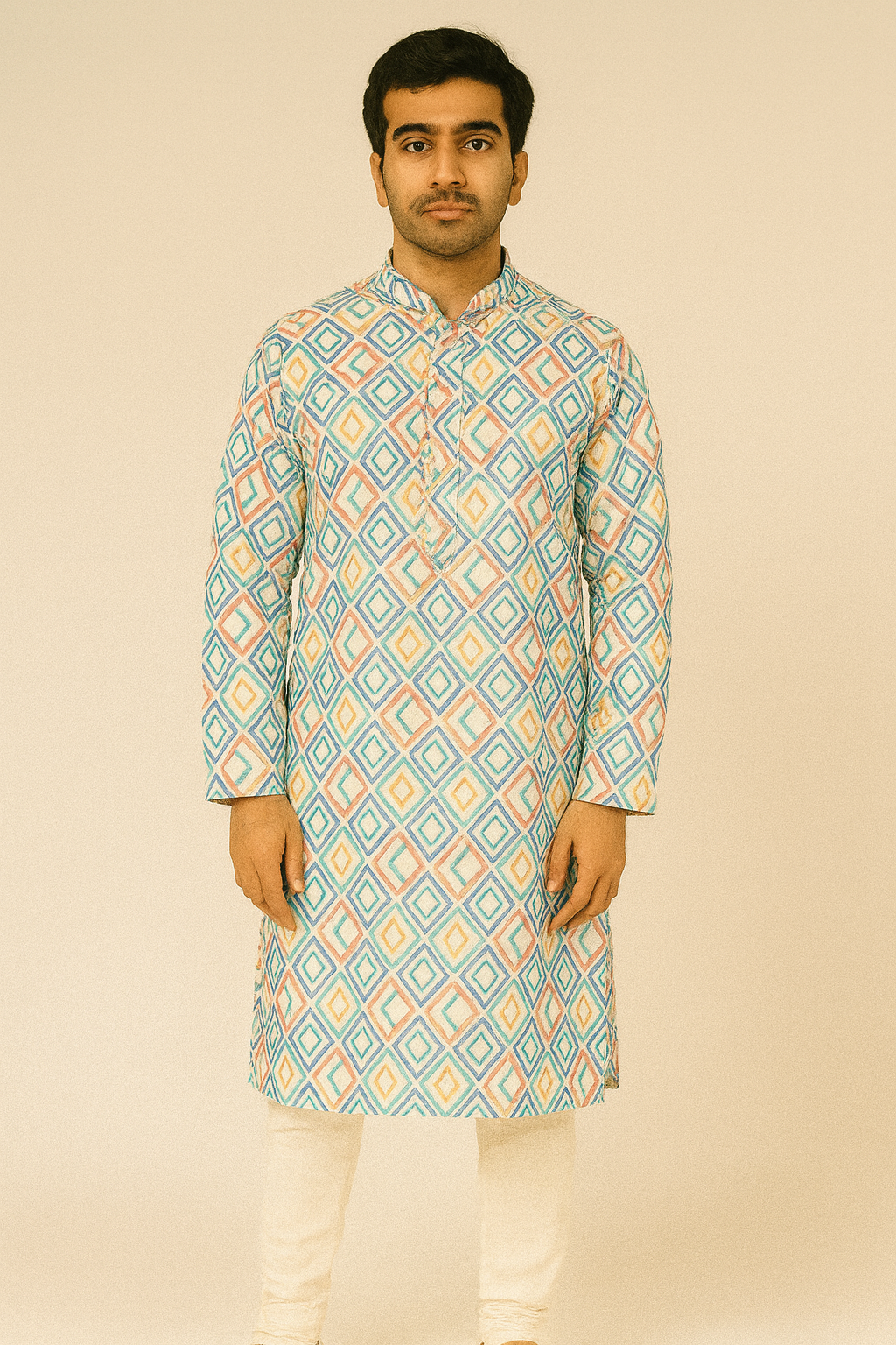 Thread Work & Digital Print Kurta for Men