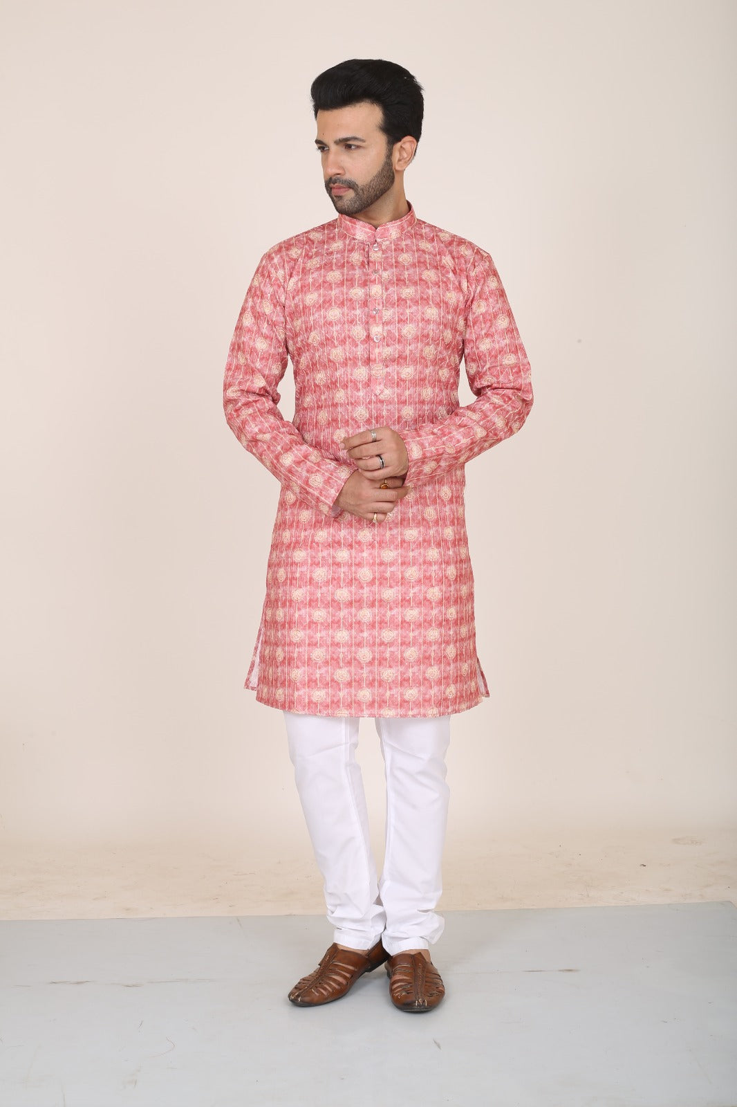 Thread Work & Digital Print Kurta for Men