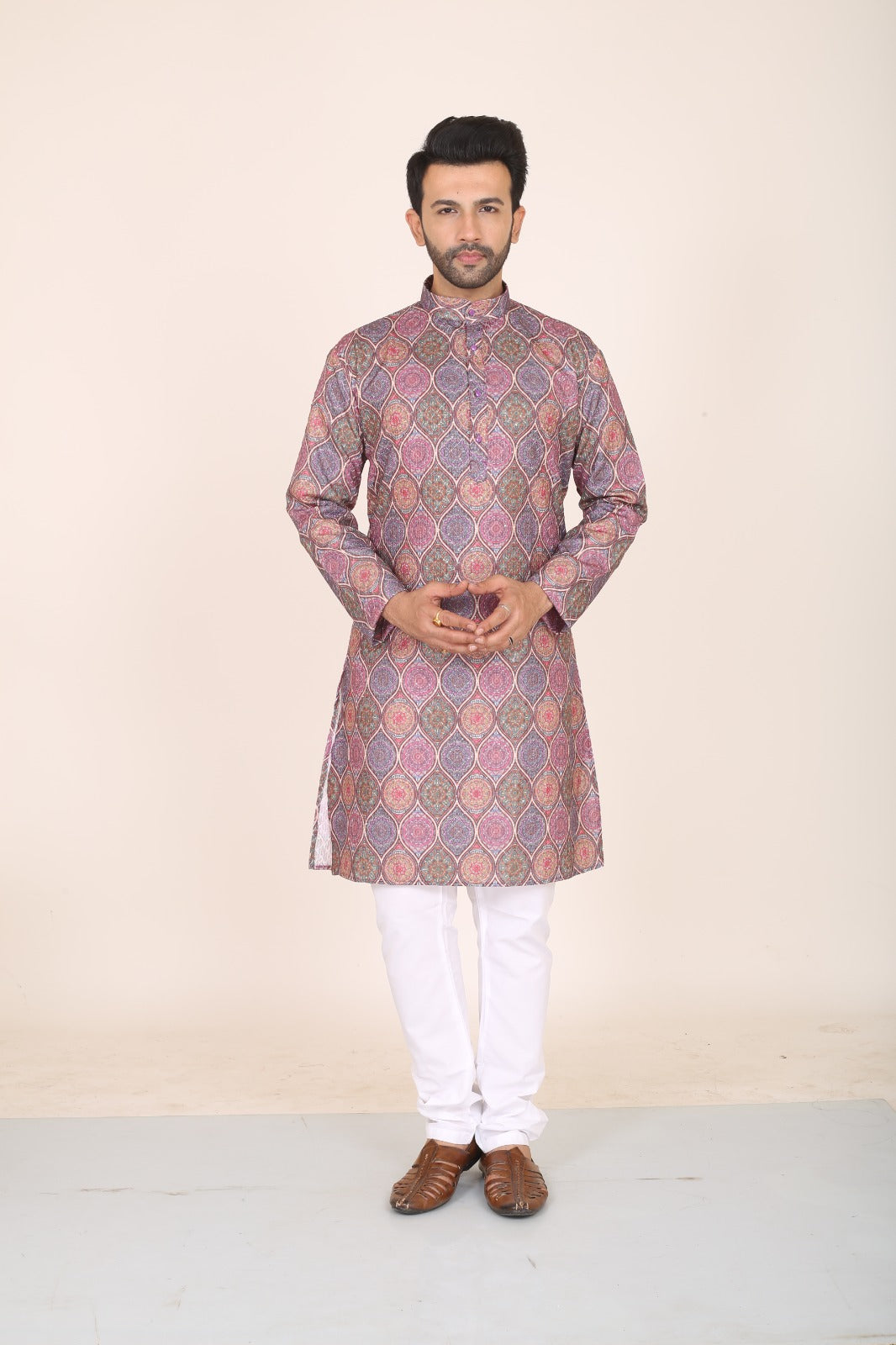 Thread Work & Digital Print Kurta for Men