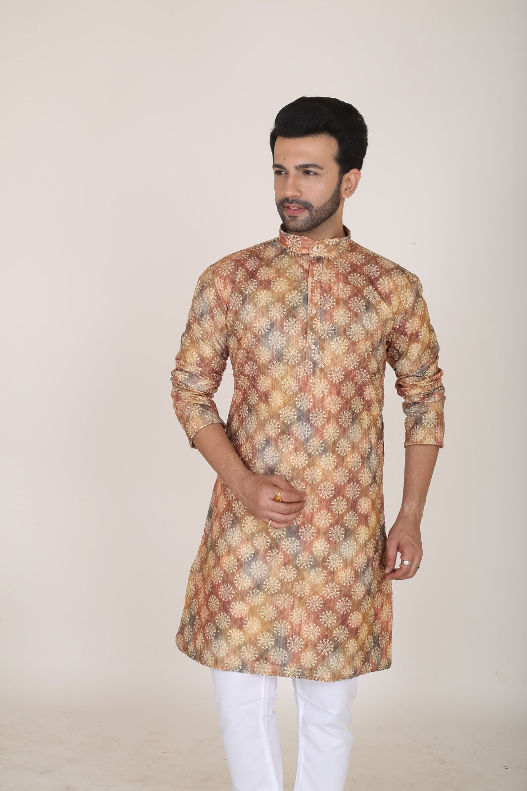 Thread Work & Digital Print Kurta for Men