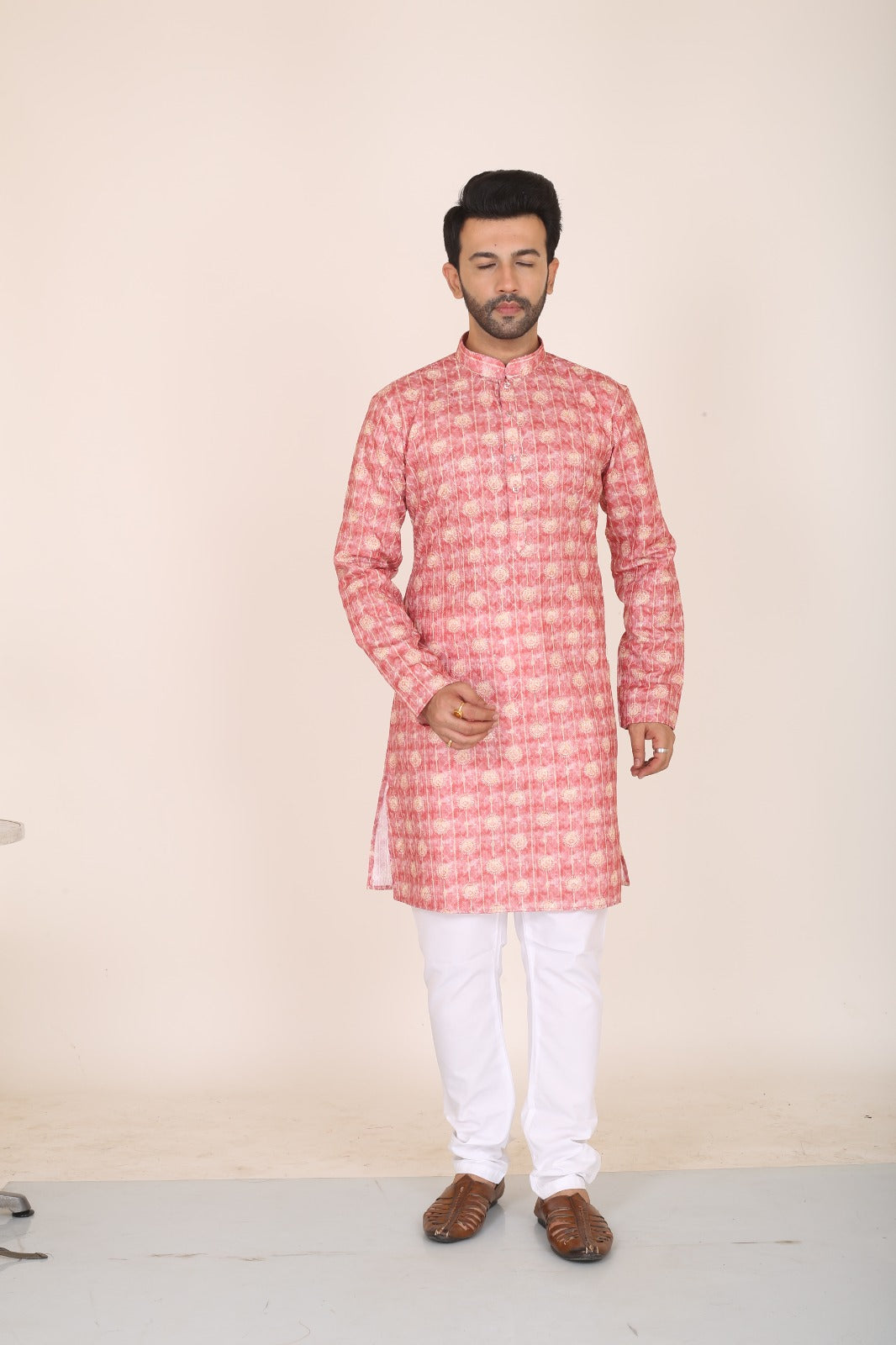 Thread Work & Digital Print Kurta for Men