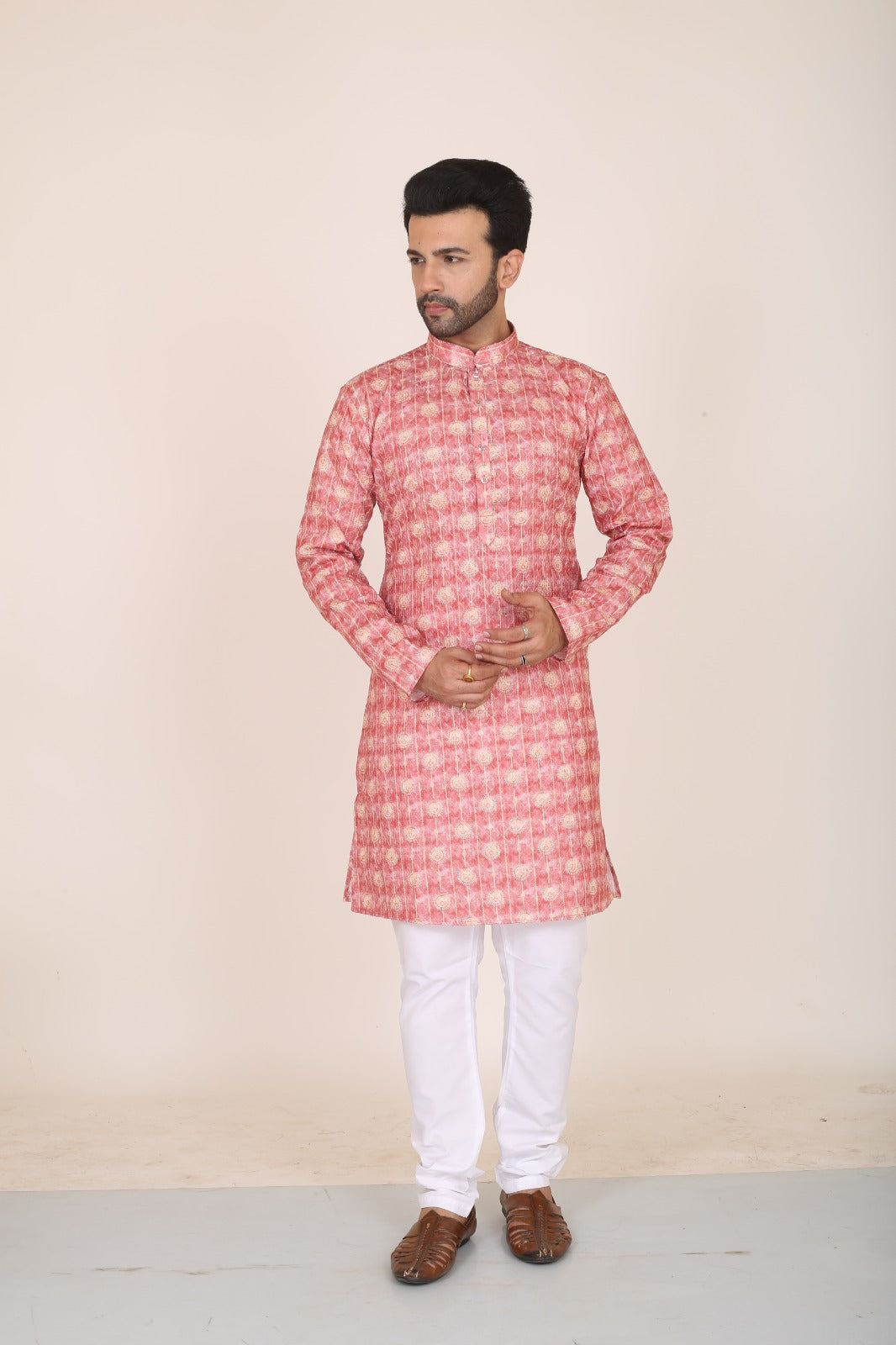 Thread Work & Digital Print Kurta for Men
