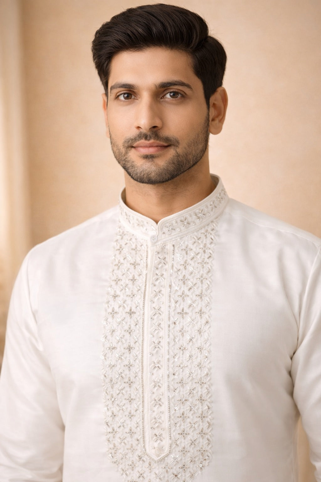 Embroidery Lachka Fabric Kurta for Men